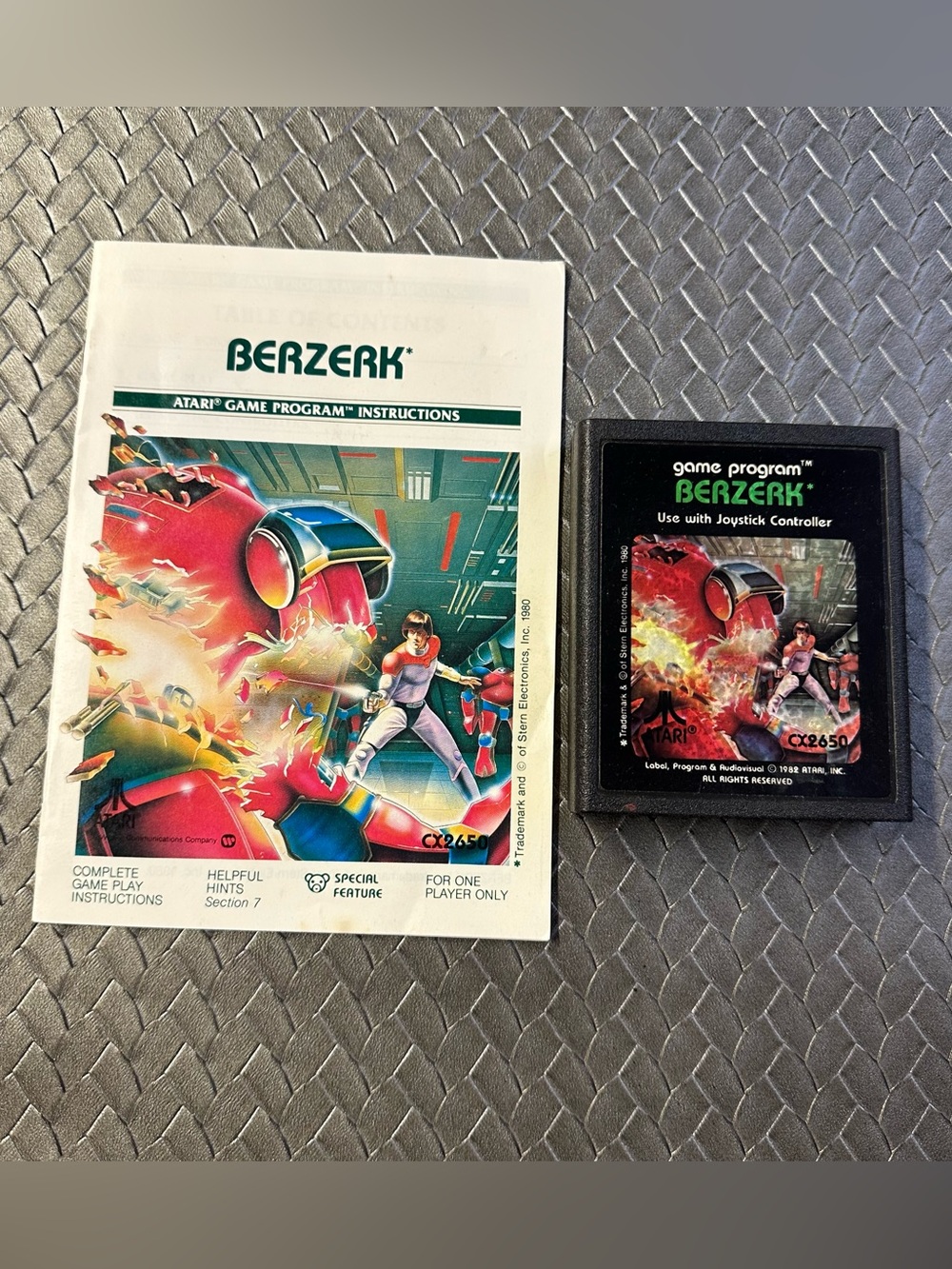Berzerk Video Game Cartridge and Manual - Atari 2600 classic game